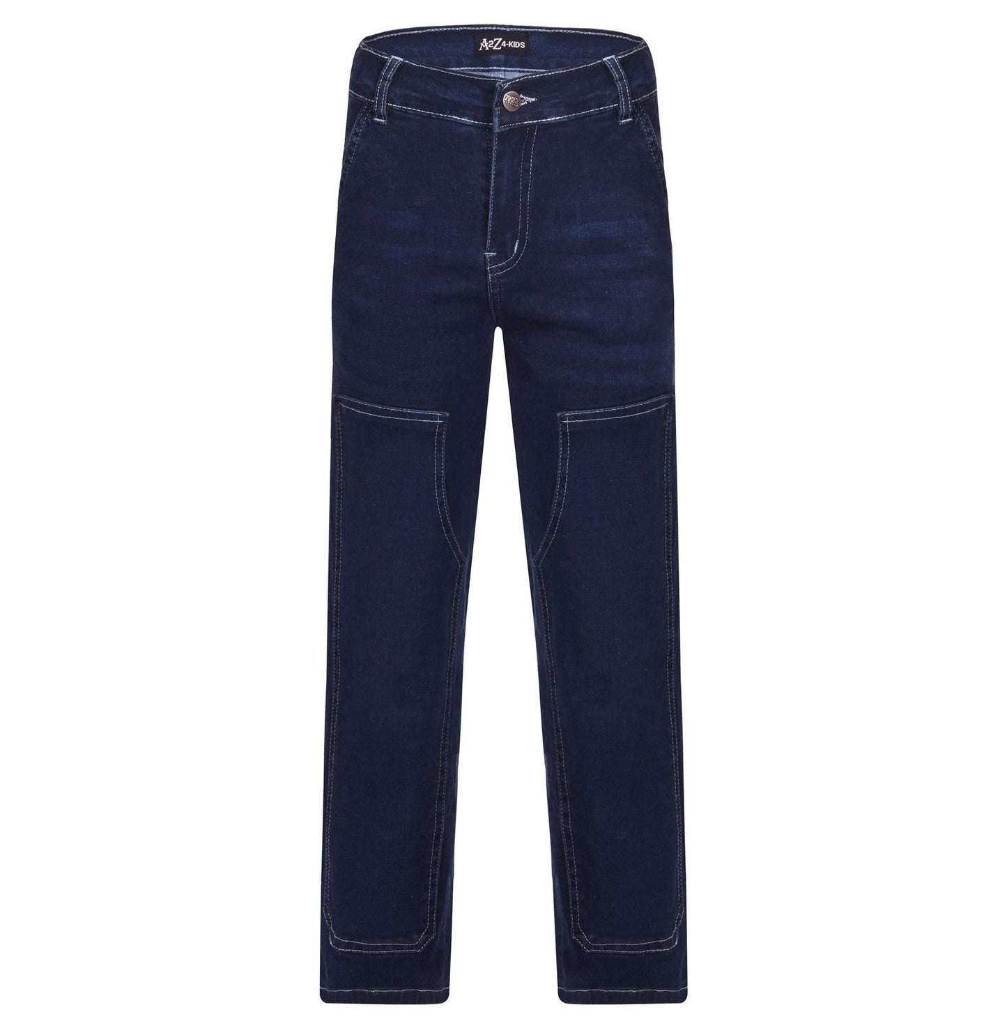 Kids Girls Boys Denim Jeans Stitch Pocket Tailored Fashion Pants With Belt Loops