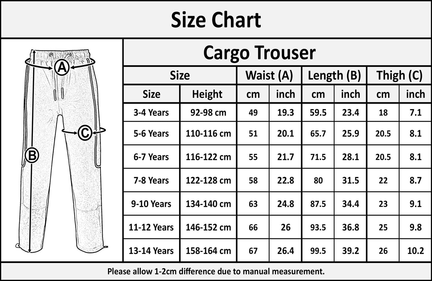 Kids Girls Cargo Trousers Elasticated Waist Drawstring Joggers Activewear Pant