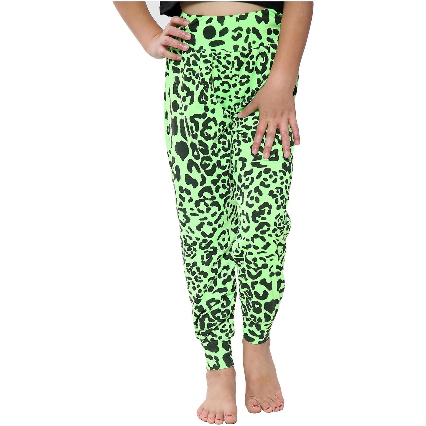 Kids Girls Ali Baba Style Leopard Harem Trouser Leggings Pants Age 5-13 Years