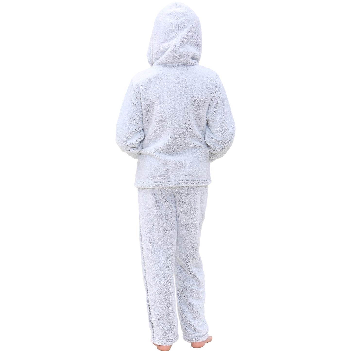 Kids Boys Girls Plain Pyjama Extra Soft Loungewear Thick Pile Fleece PJS Set