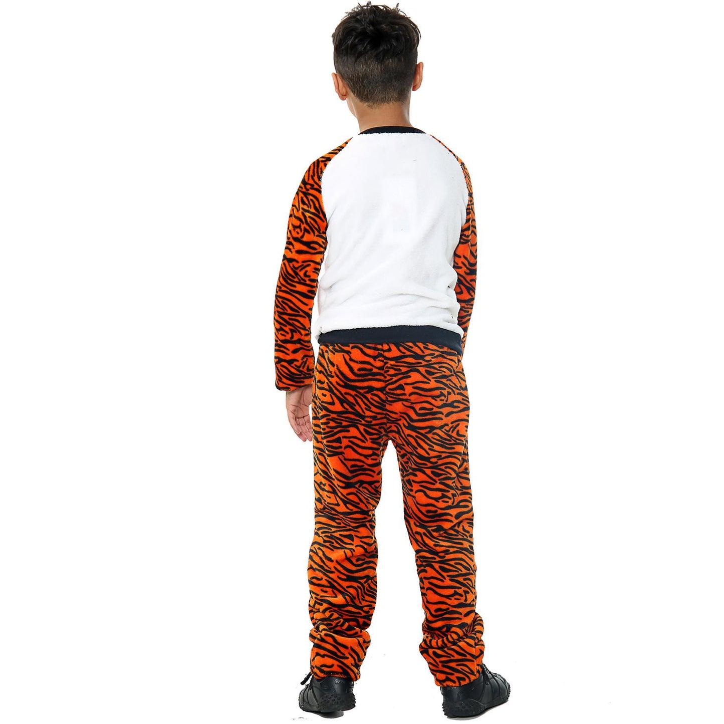 Kids Tiger Print Sleeve Pyjamas Sleepsuit Costume For Girls Boys Age 5-13