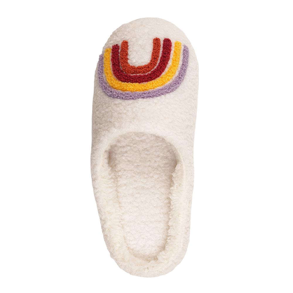 A2Z Ladies Heart & Rainbow Mule Slippers Faux Fur Lining & Non-Slip TPR Sole