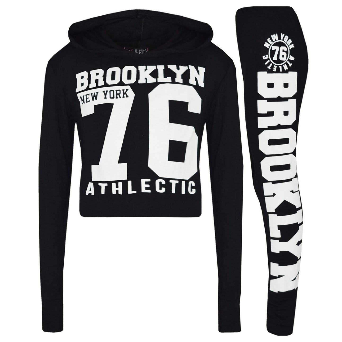 Girls Tops Kids Brooklyn 76 Hooded Crop Top & Legging Lounge Wear Set 7-13 Years