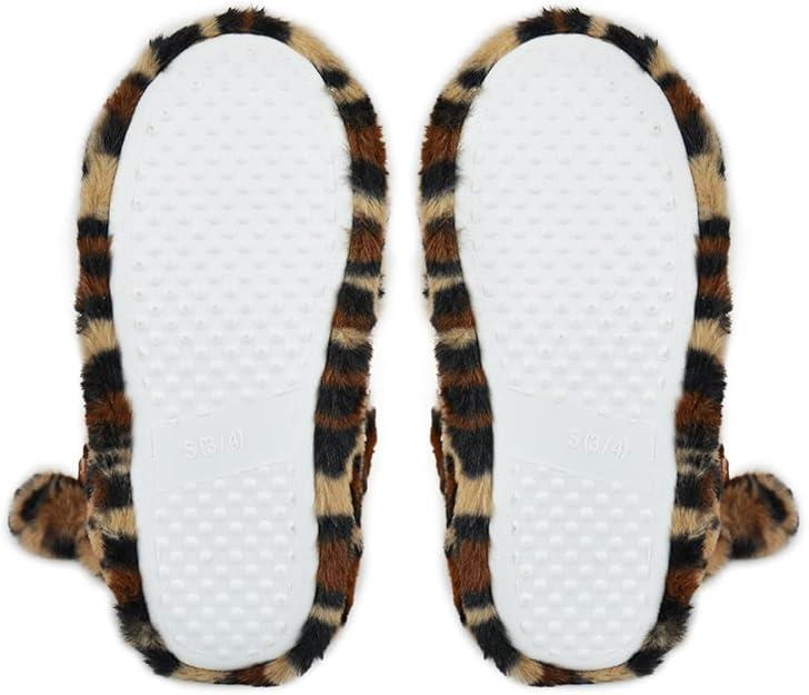 Ladies Slipper Bootie Novelty Leopard Pattern Warm Winter Knitted Ankle Boots