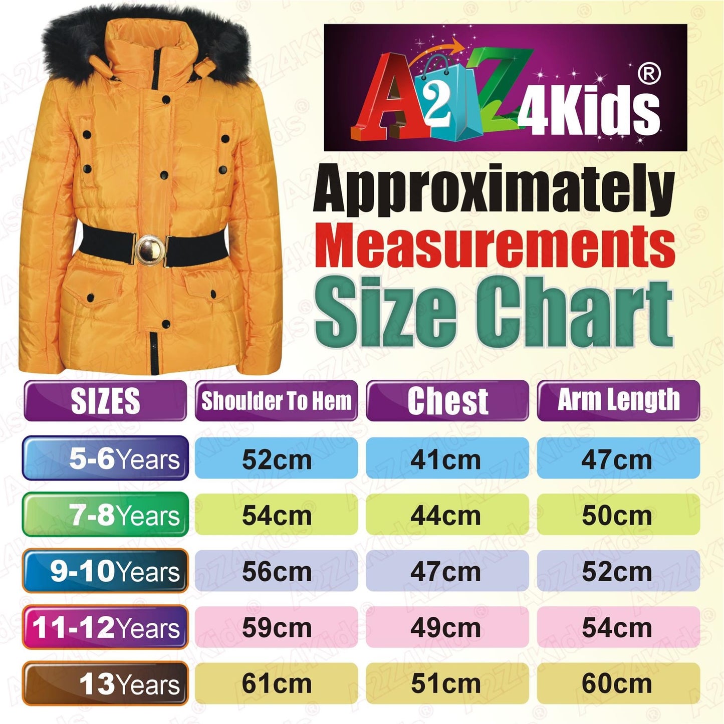 Kids Girls Puffer Jackets Faux Fur Hooded Zipped Belted Coats Age 5-13 Years
