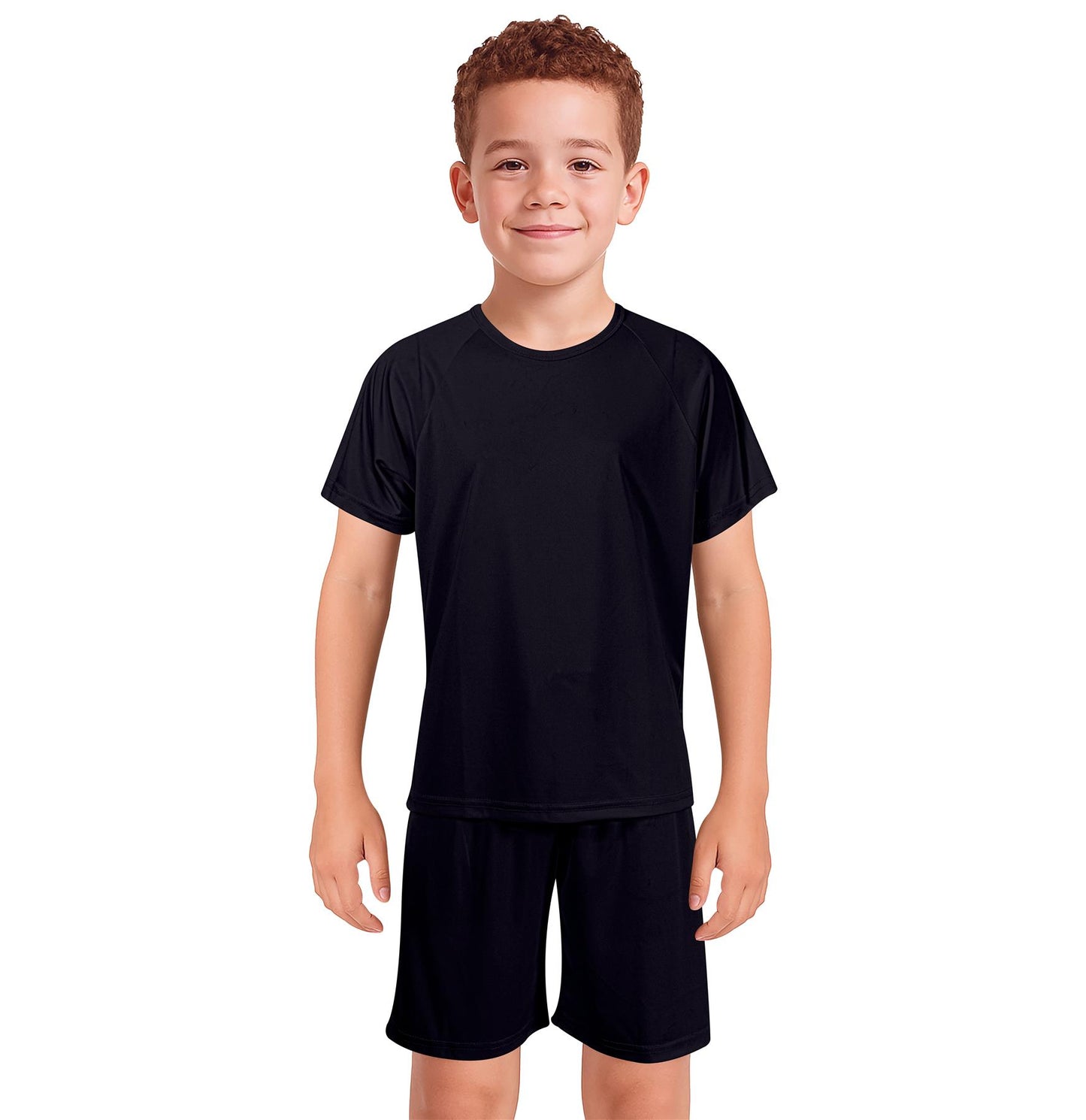 Kids Girls Boys Football Kit T Shirt Shorts PE Athletic Sportswear Outfit Set