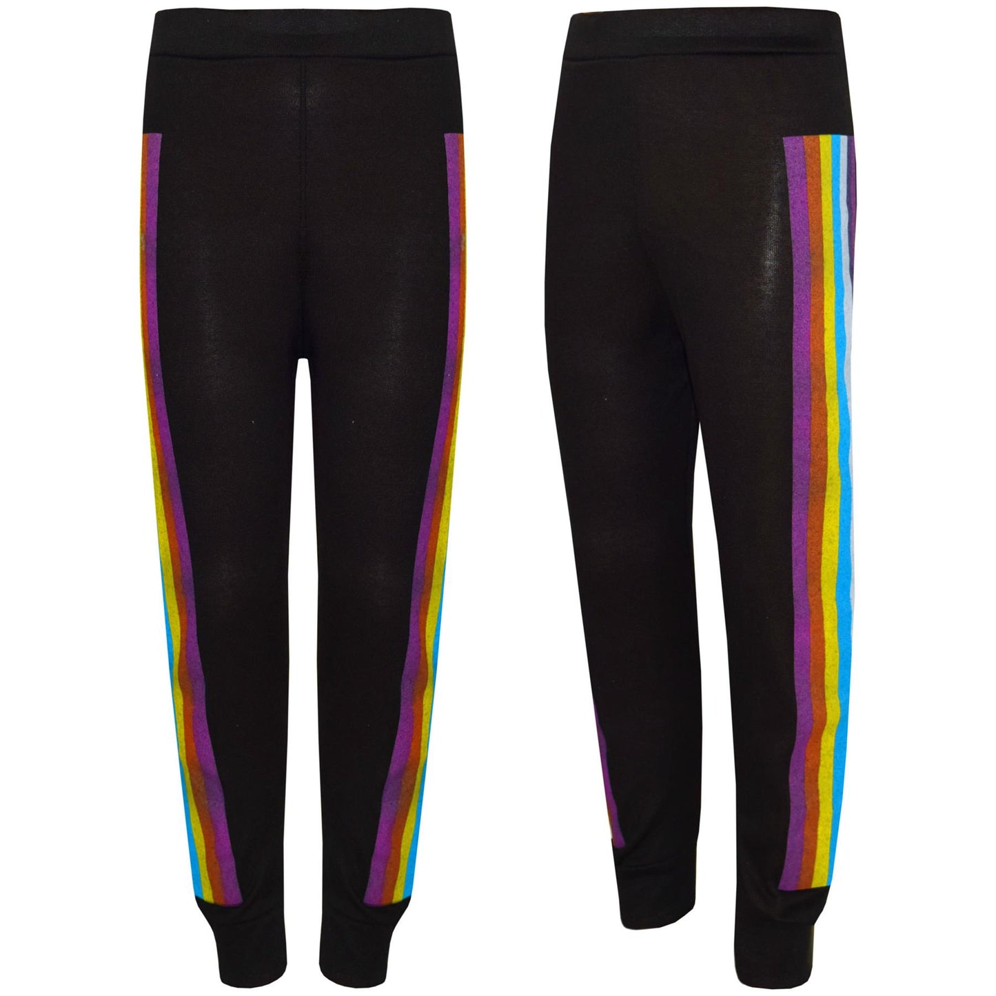 Kids Girls Lounge Suit Rainbow Striped Top Bottom Lounge Wear Tracksuit 7-13 Yr