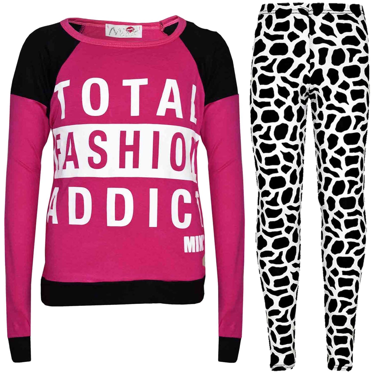 Kids Girls TOTAL FASHION ADDICT Printed Trendy Top & Fashion Legging Set 7-13 Yr