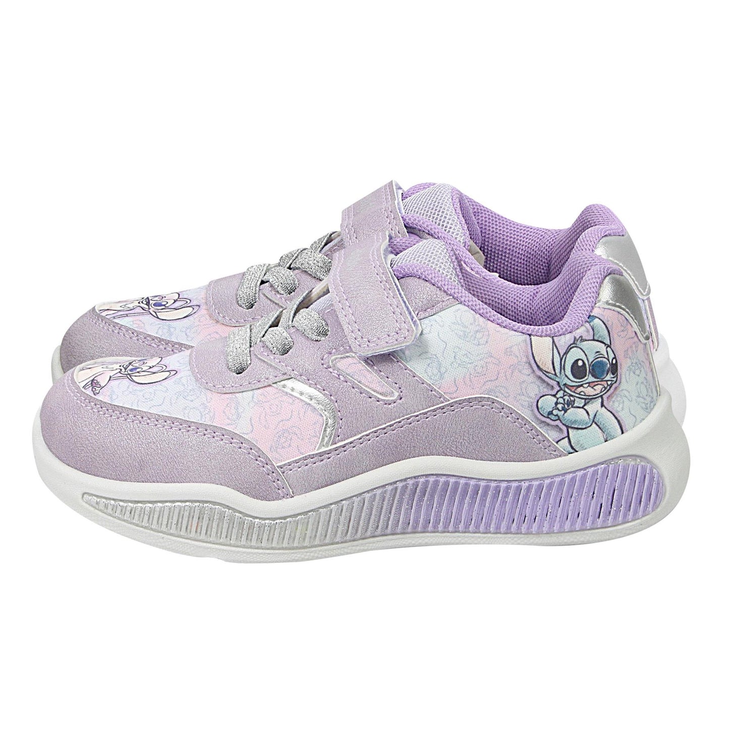 Officially Licensed Disney Stitch Girls Trainers Lilac Pastel Print Casual Shoes