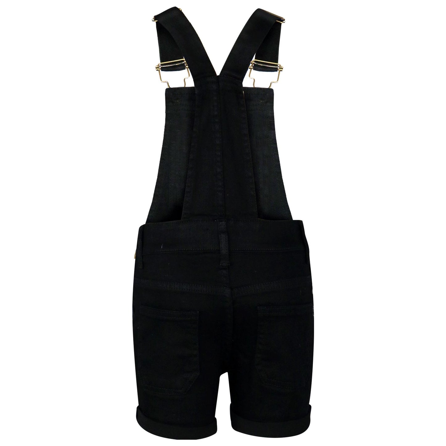 Kids Girls Denim Stretch Dungaree Shorts Jumpsuit Playsuit All In One 7-13 Years
