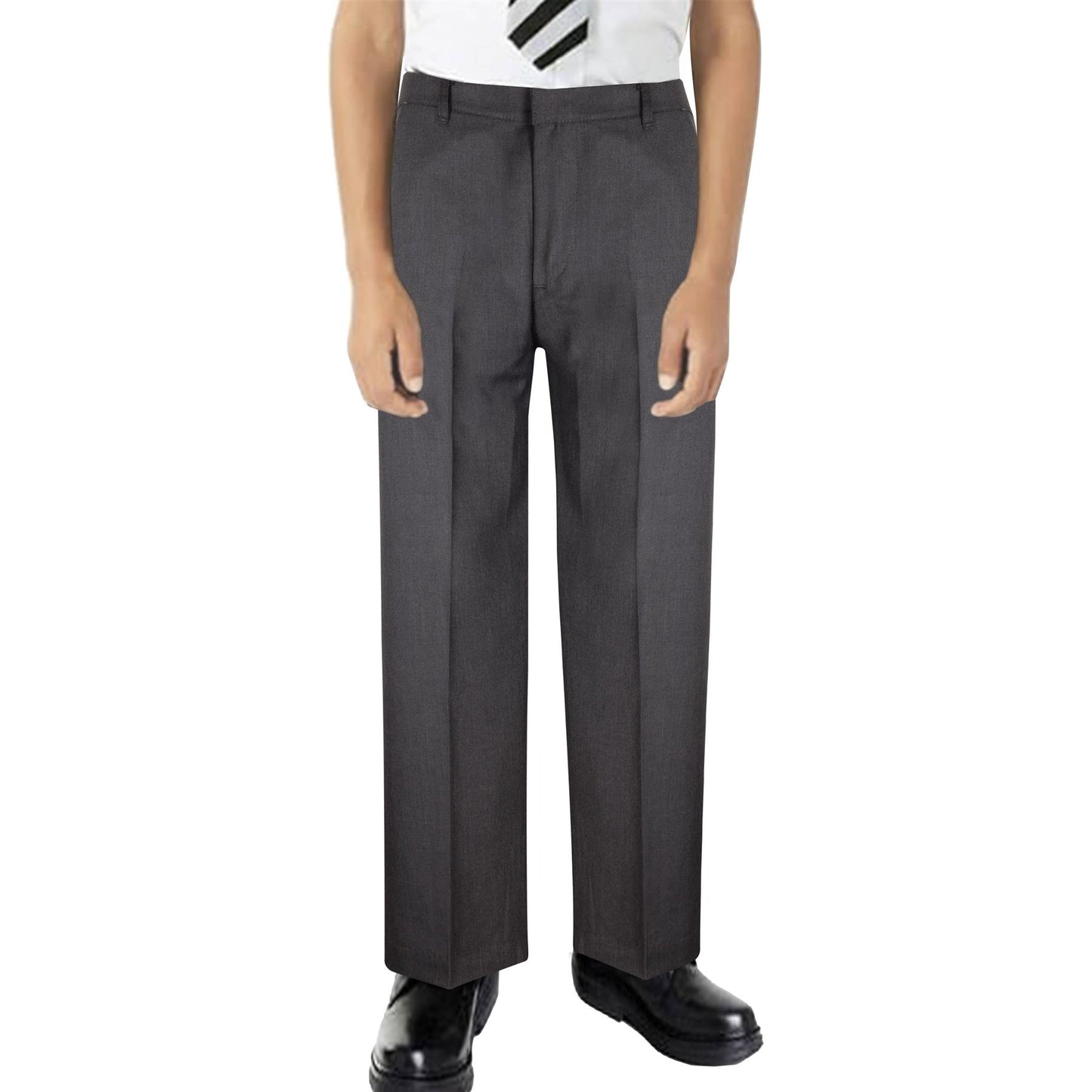 Kids Boys Pants Plain School Uniform Pull Up Regular Fit Elasticated Trouser
