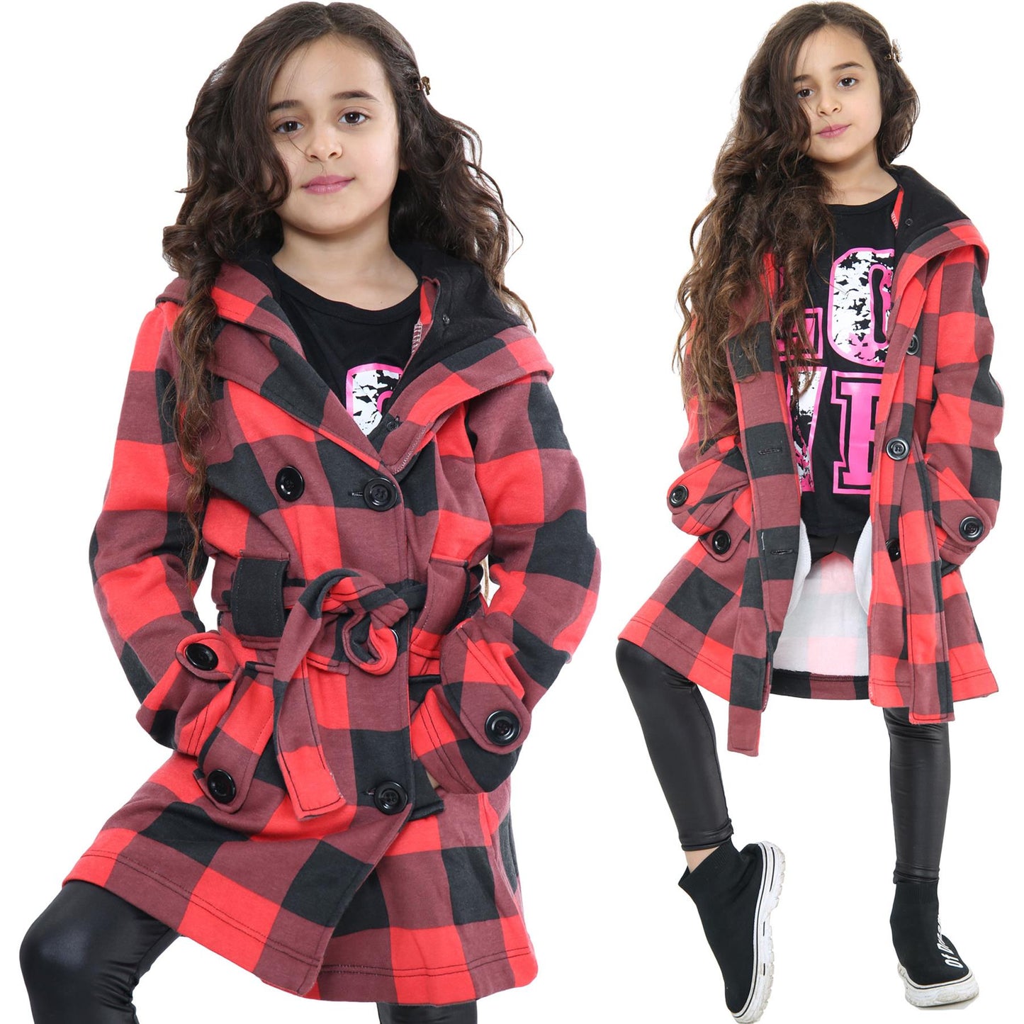 A2Z 4 Kids Parka Jacket Hooded Warm Jacket Oversized Belted Cuffs 5 -13 Years