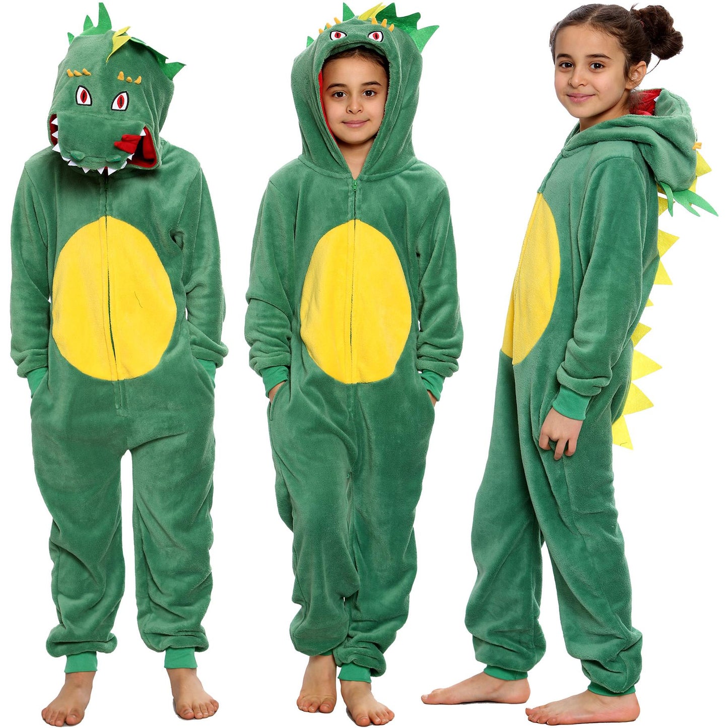 Kids Girls Boy A2Z Onesie One Piece Soft Fluffy Dinosaur All In One Xmas Costume