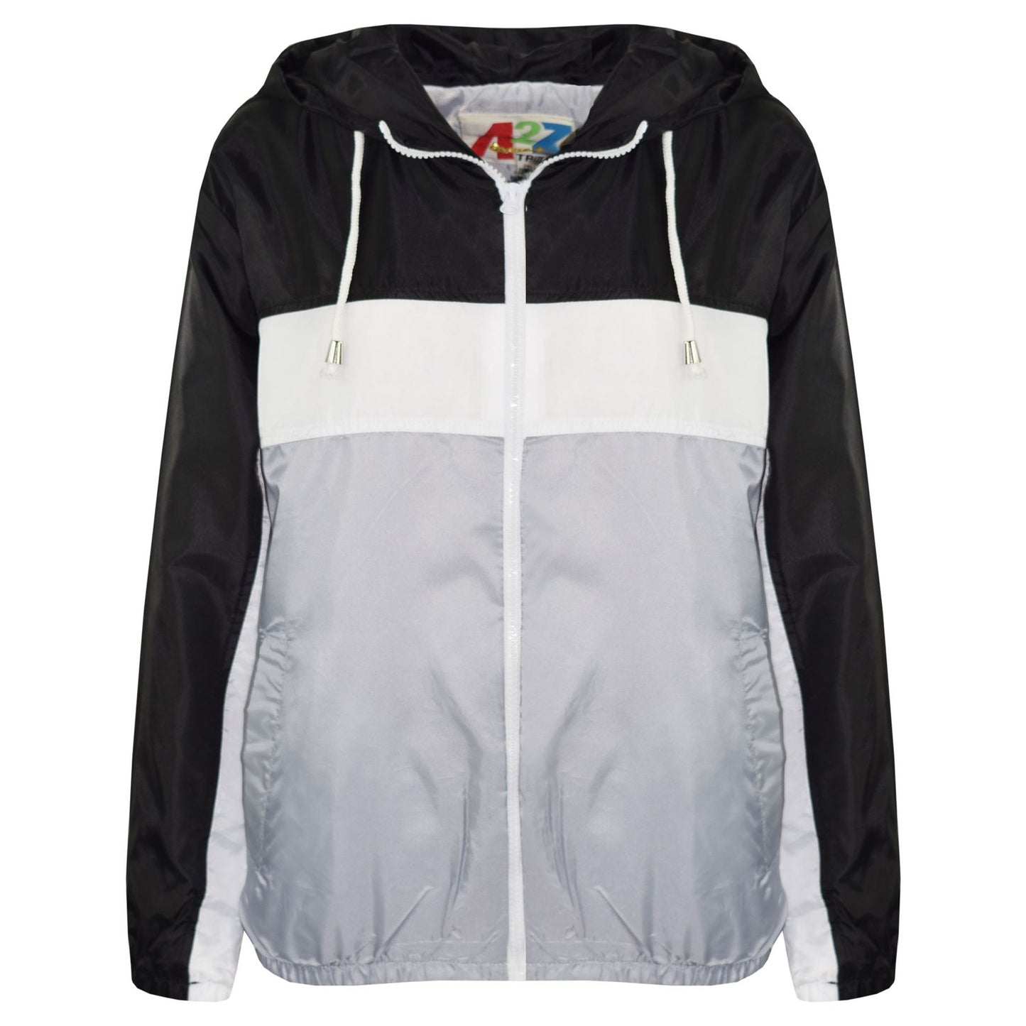 Kids Boys Girls Windbreaker Contrast Block Hooded Jackets Rain Mac Raincoat 5-13