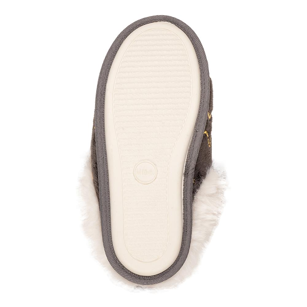 A2Z Ladies Foil Heart and Star Mule Slippers Warm Faux Fur Lined Indoor Shoes