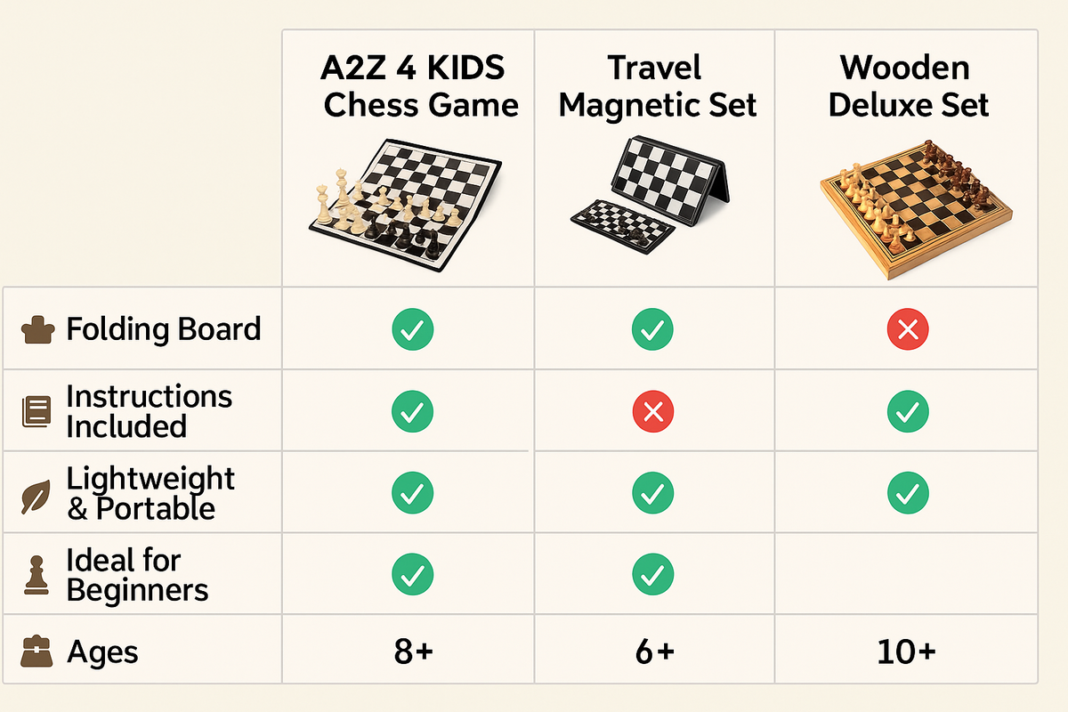 A2Z Classic Folding Chess Set With 32 Pieces Strategy Game Kids & Adults Age 8+