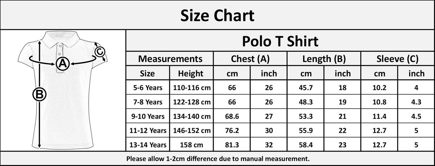 Kids Girls 2 Pack Plain Polo T Shirt Lightweight Soft Feel Summer Tank Top 5-14
