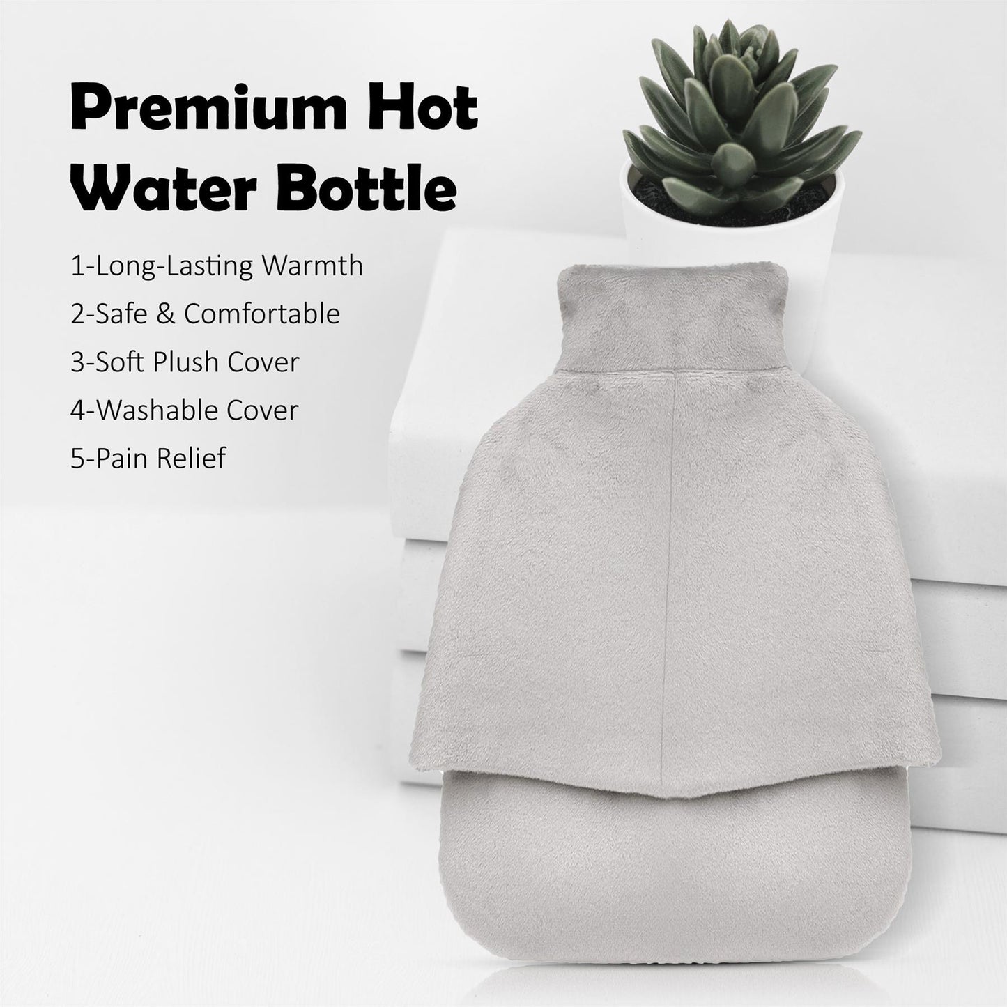A2Z Hot Water Bottle 2 Lit Soft Plush Cover Feet Warmer Relaxation Heat Therapy