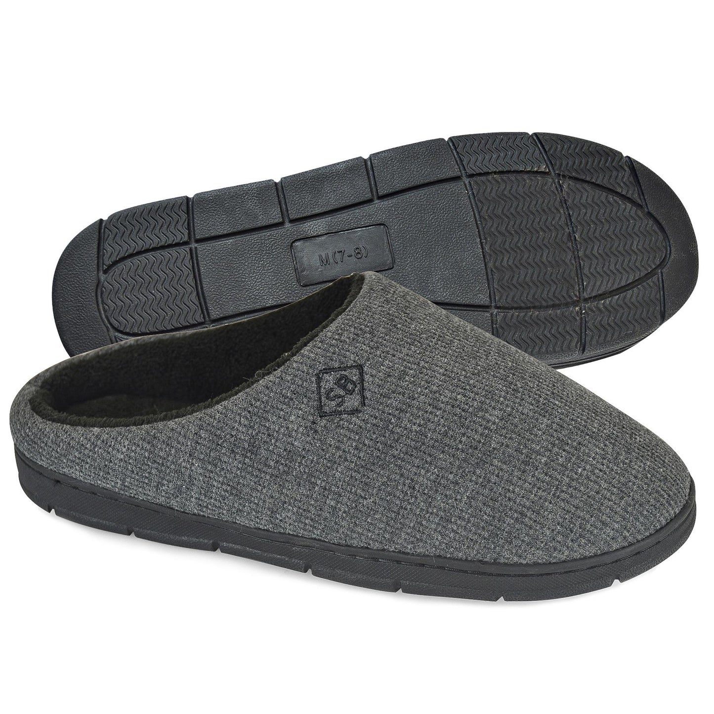 Mens Mule Slippers Memory Foam Plush Lined Indoor Outdoor Anti Slip House Shoes