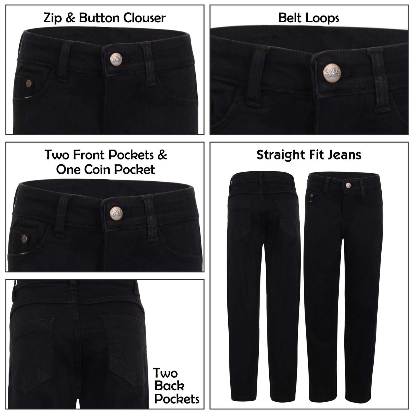 A2Z 4 Kids Boys Relaxed Straight Fit Cut Jeans for Teens Cotton Jean Age 5-13 Yr