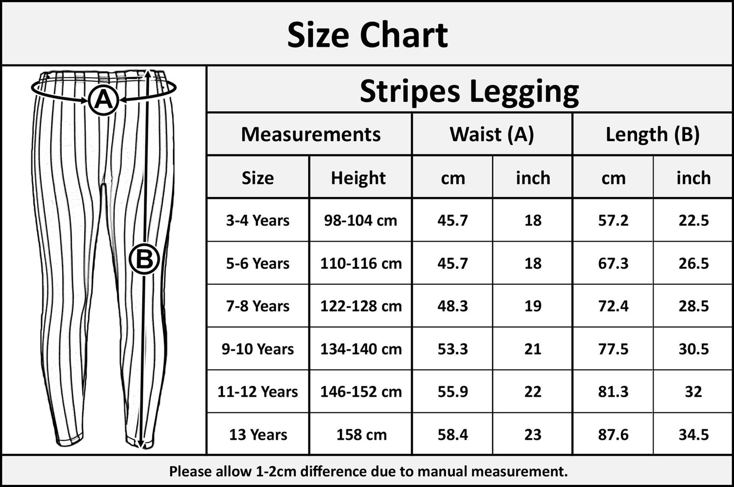 Girls Legging Kids Black & White Vertical Stripes Striped Fashion Leggings Age 7 8 9 10 11 12 13 Years