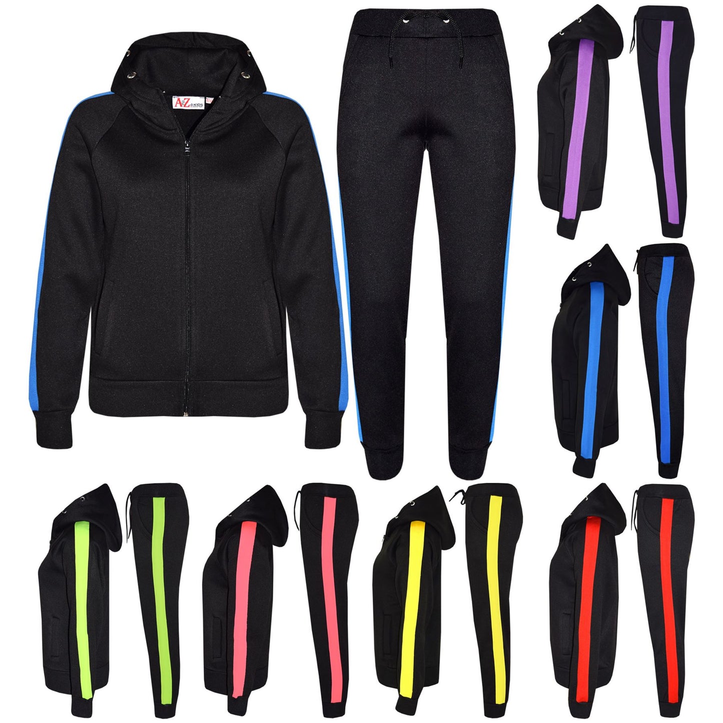 Kids Girls Boys Jogging Suit Fleece Hooded Hoodie Bottom Tracksuit Jogger 5-13Yr