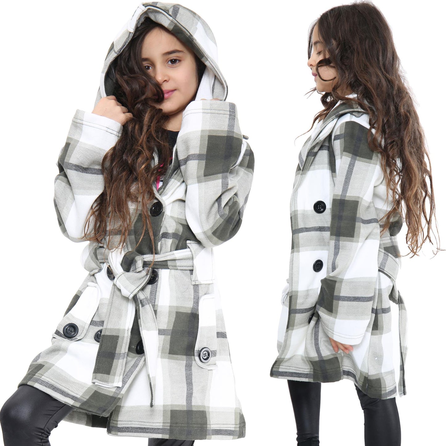 A2Z 4 Kids Parka Jacket Hooded Warm Jacket Oversized Belted Cuffs 5 -13 Years