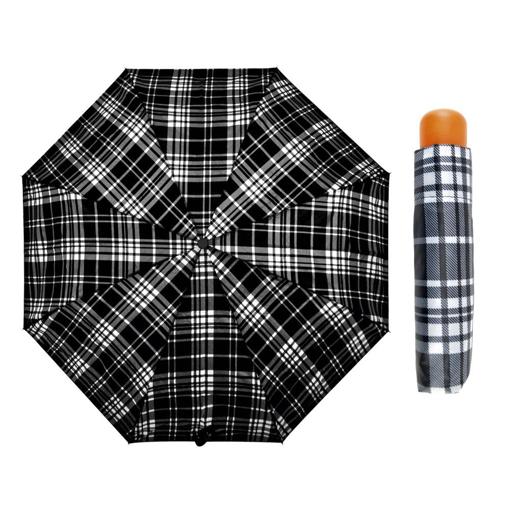 A2Z Supermini Umbrella Tartan|Wood Effect Handle|Protected from the Rain and Sun