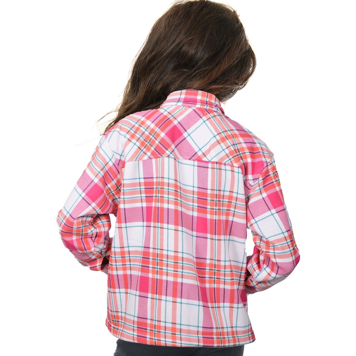 Kids Girls Checks Print Jackets Longline Fleece Collared Fashion Coat 5-13 Years