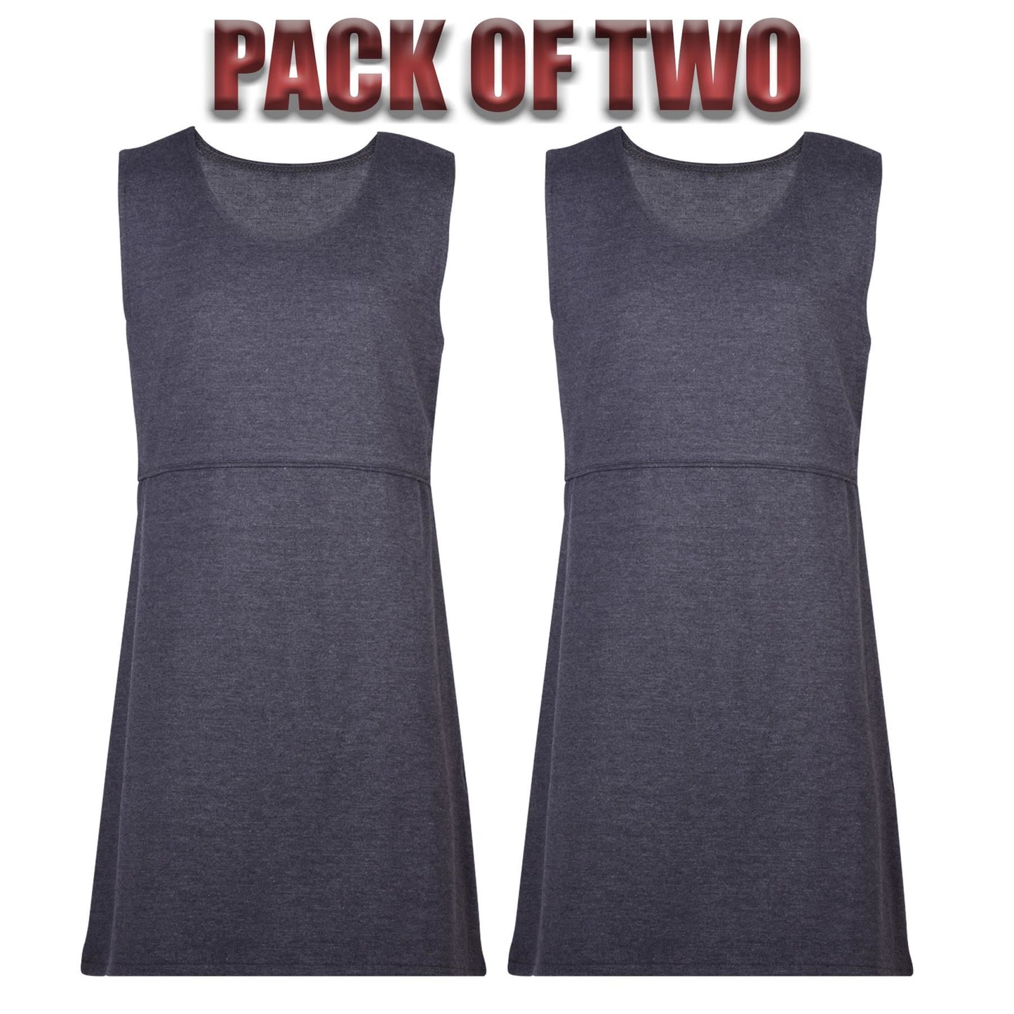Kids Girls 2 Pack Plain School Uniform Pinafore Dress Comfortable School Dress