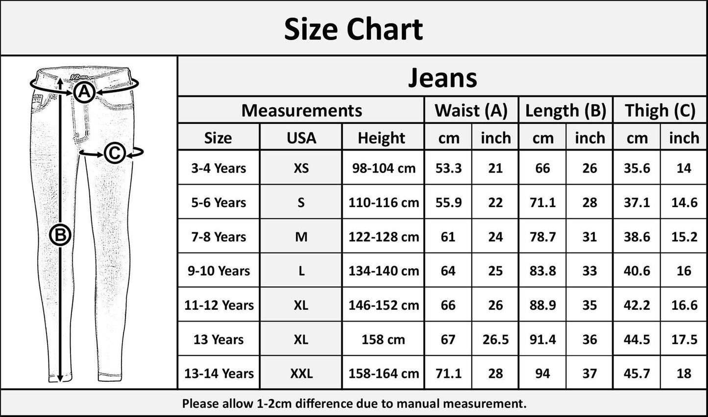 Girls Stretchy Jeans Kids Roses Print Denim Pants Trousers Jeggings 5-13 Years