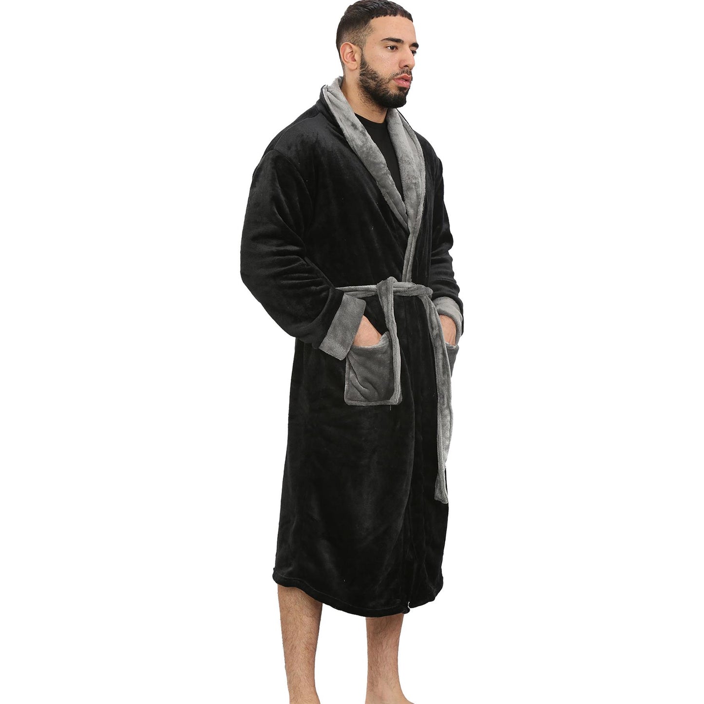 A2Z Mens Ultra Soft Luxury Fleece Dressing Gown Warm Cozy Loungewear Adult Robe