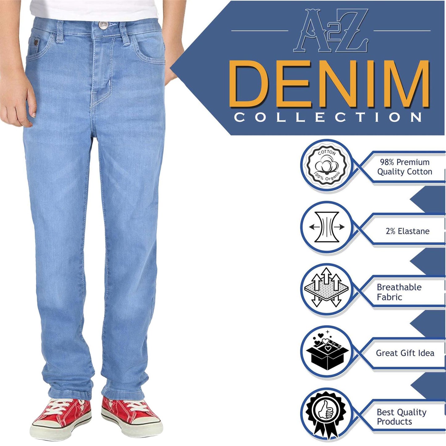 A2Z 4 Kids Boys Relaxed Straight Fit Cut Jeans for Teens Cotton Jean Age 5-13 Yr