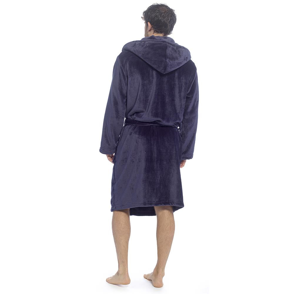 A2Z Mens Supersoft Hooded Fleece Gown Warm Plush Bathrobe with Belt M to XXL UK
