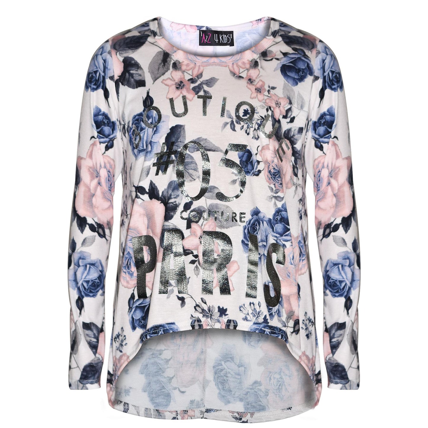Kids Paris Print Floral Long Sleeve T-Shirt Top Leggings Set Girls Age 7-13 Year