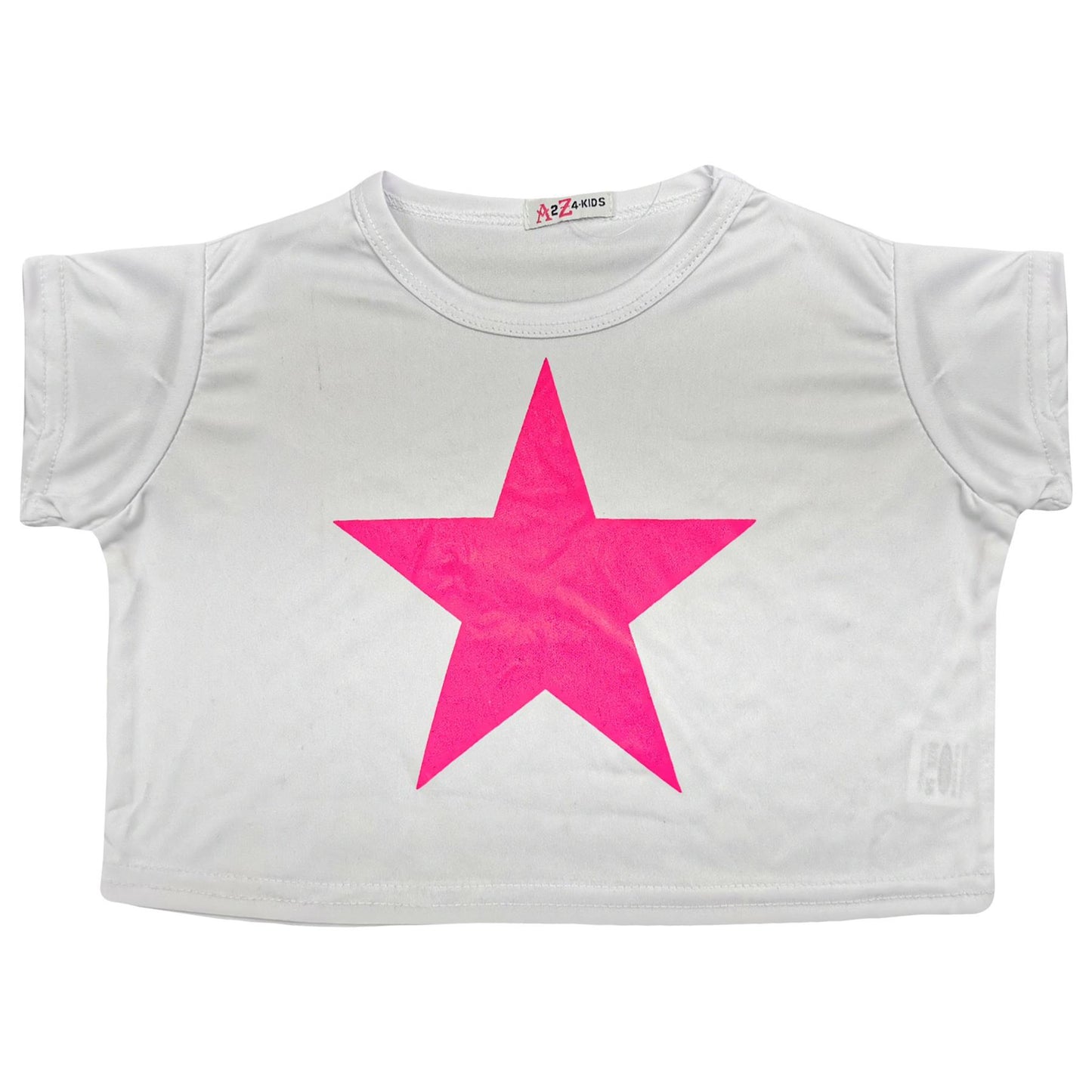A2Z 4 Kids Girls Short Sleeves Crop Top Star Soft Feel Breathable Crop Top