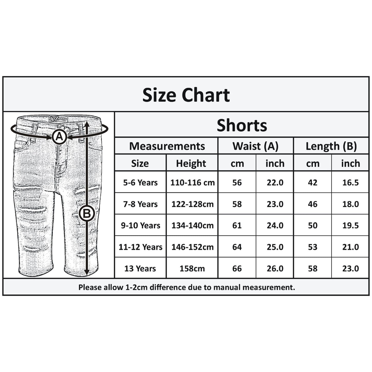 Kids Boys Ripped Denim Shorts Dark Blue Comfort Stretch Skinny Pants Trousers