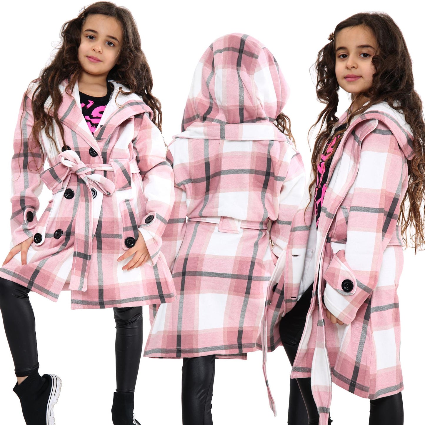 A2Z 4 Kids Parka Jacket Hooded Warm Jacket Oversized Belted Cuffs 5 -13 Years