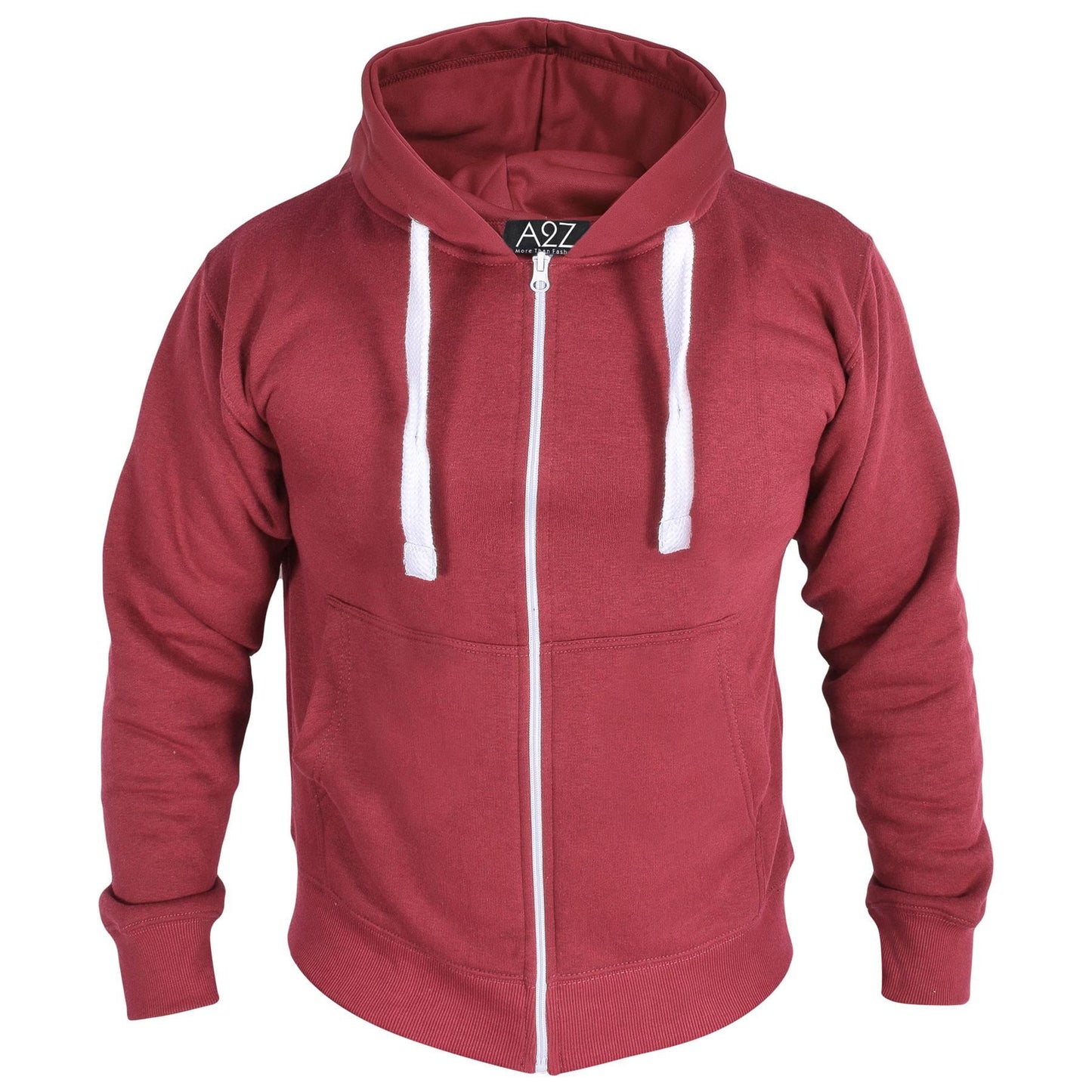Mens Fleece Plain Zipper Hooded Long Sleeve Sweatshirt For Adults S-4XL