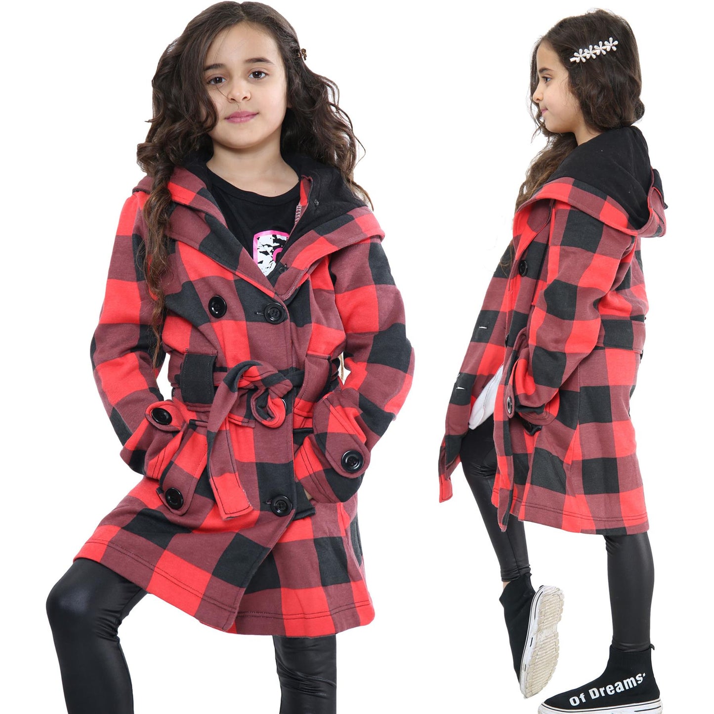 A2Z 4 Kids Parka Jacket Hooded Warm Jacket Oversized Belted Cuffs 5 -13 Years