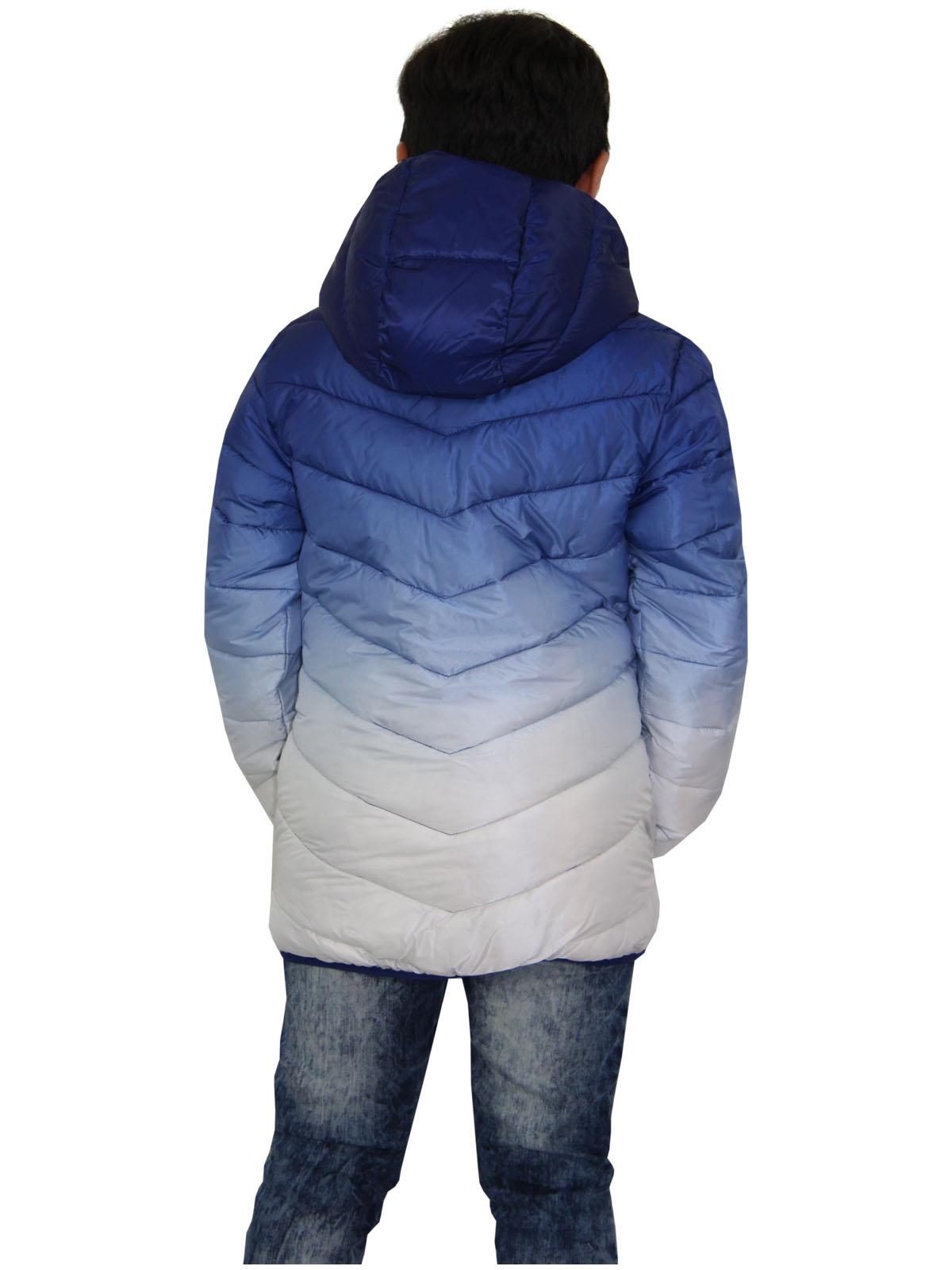 Kids Boys Hooded Jackets 3D Two Tone Fade Gradient Padded Warm Thick School Coat