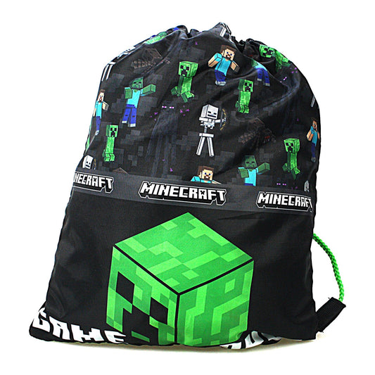 Kids Boys Official Minecraft Game Over Drawstring Trainer Bag Creeper PE Gym Kit