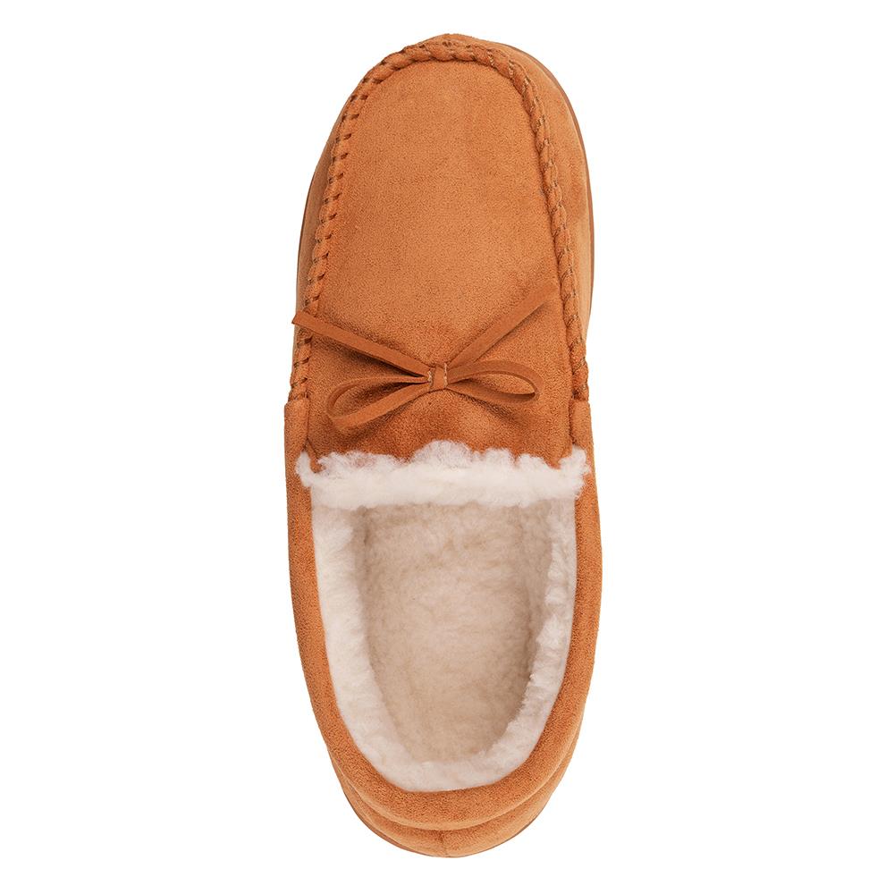 A2Z Mens Tan Moccasin Slippers Warm Fleece Lined  Microfibre Upper Non Slip Sole