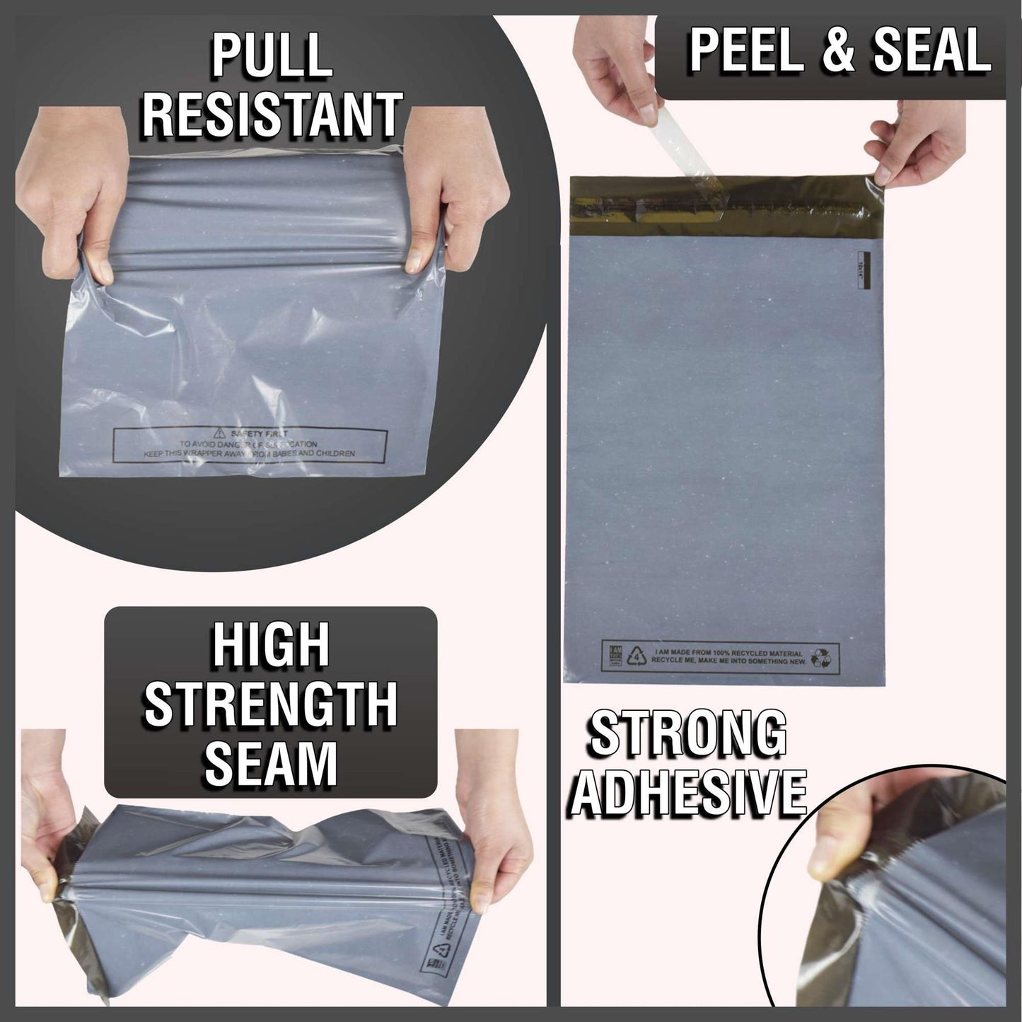 A2Z 50 Mixed Poly Mailing Bags Postage Postal Self Seal Grey Mailer Packing Bags