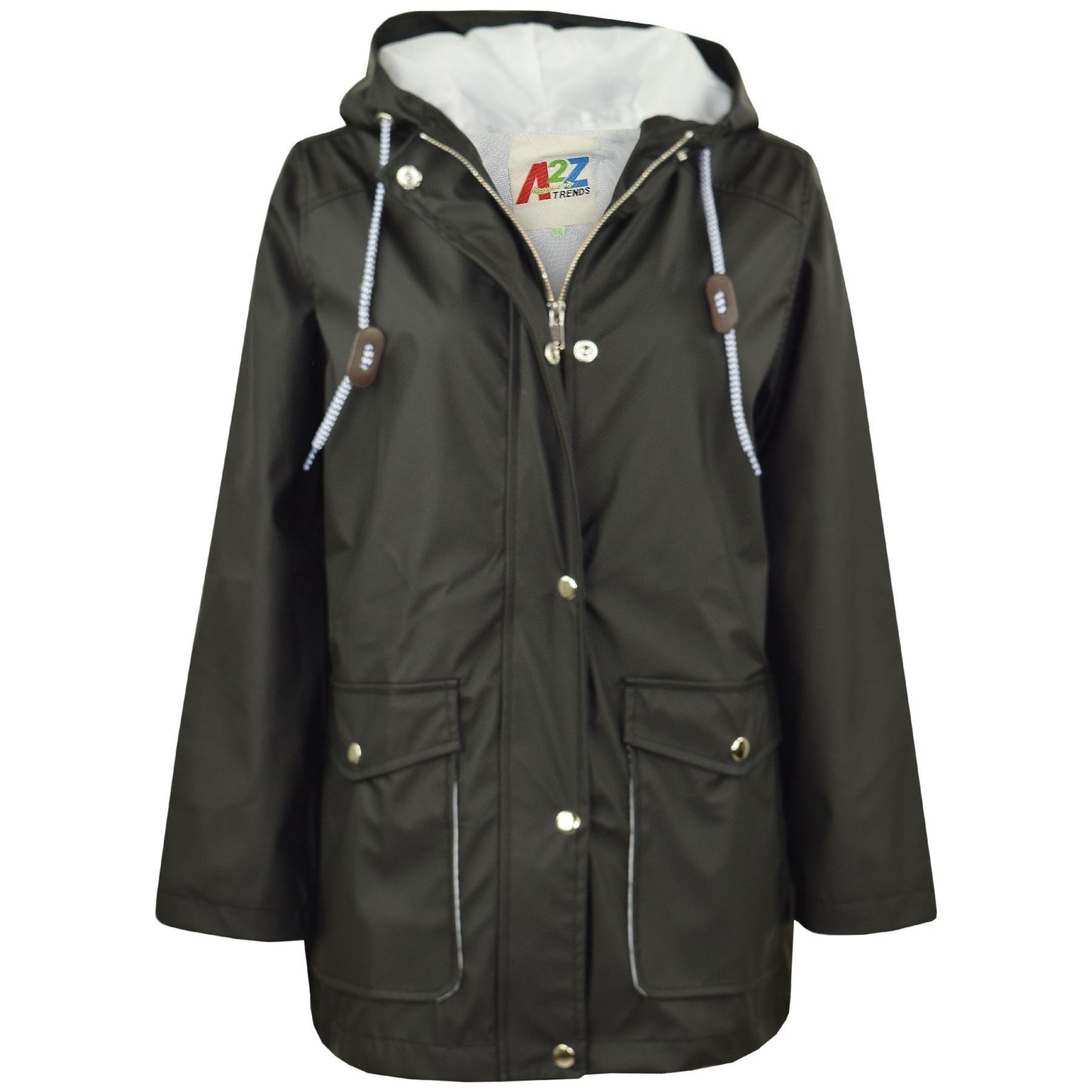 PU Raincoat Jacket Windbreaker Waterproof Parka Hooded Girls Boys Age 5-13 Years