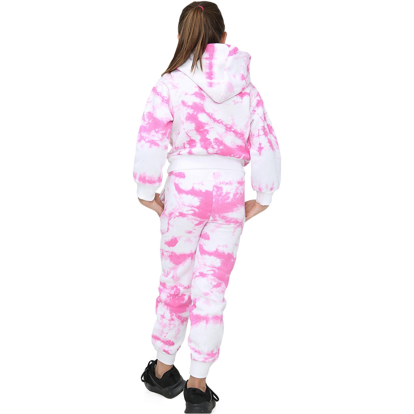 Kids Cropped Tie Dye Tracksuit Hoodie Jogging Sweatpants Girls Age 5-13 Years