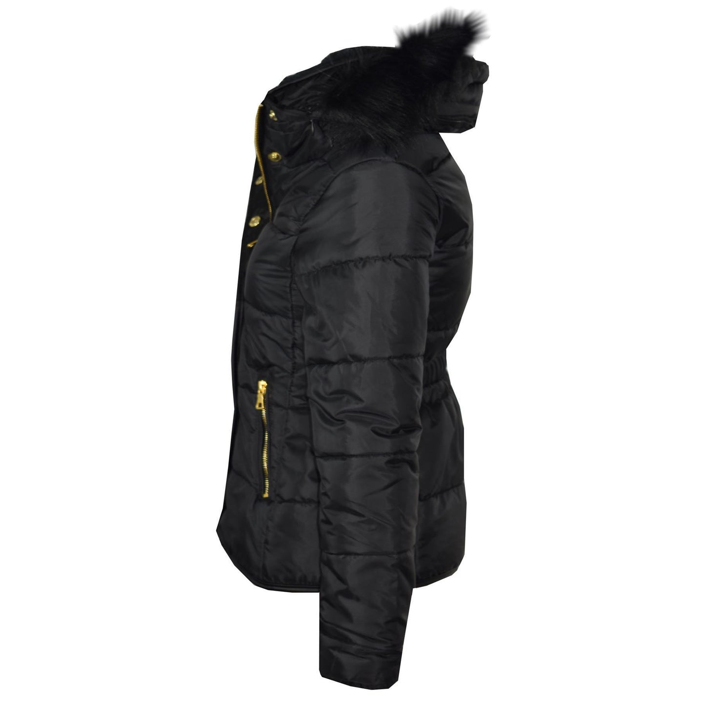Kids  Girls Padded Puffer Quilted Coat Faux Fur Collar For  Girls Age 3-13 Years