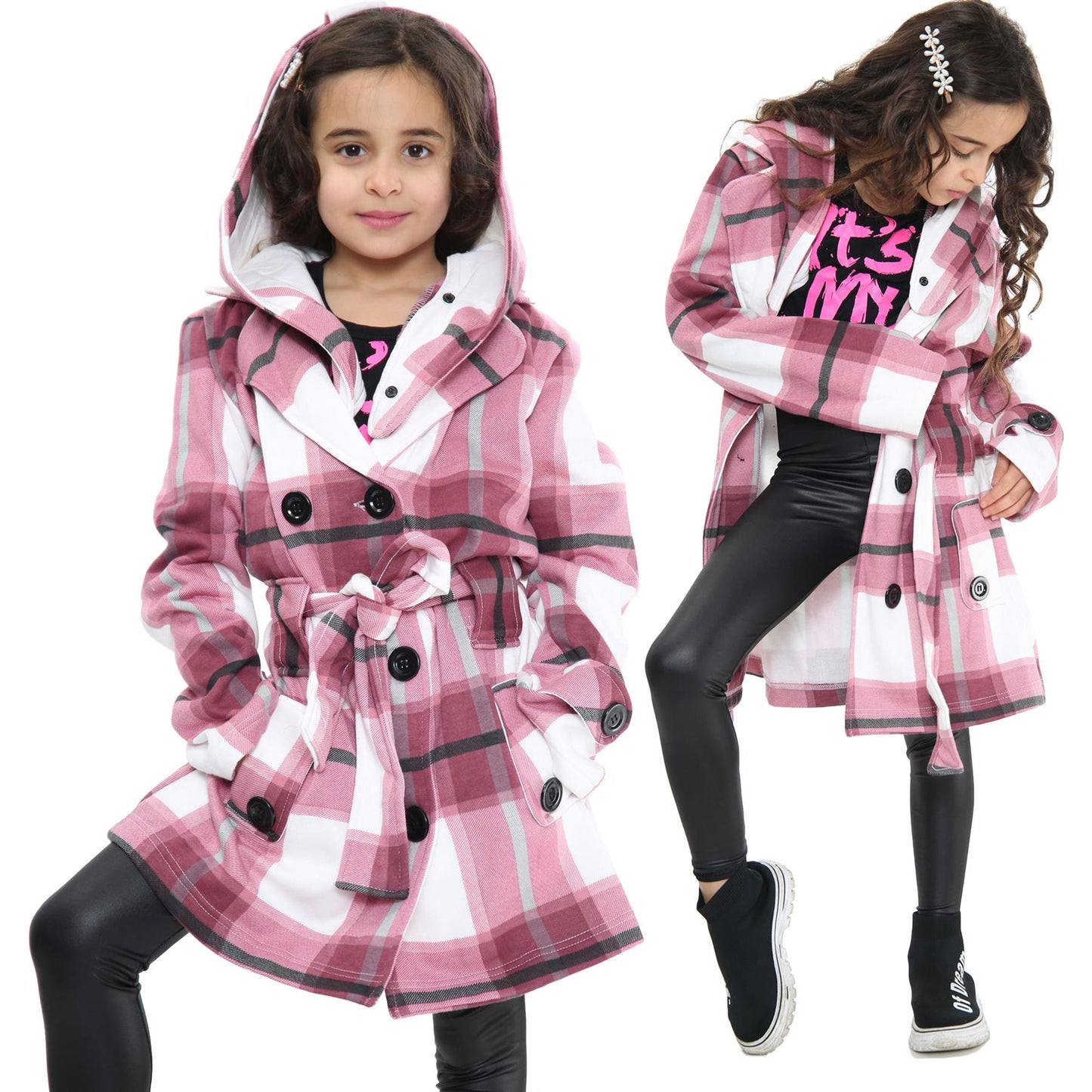 A2Z 4 Kids Parka Jacket Hooded Warm Jacket Oversized Belted Cuffs 5 -13 Years