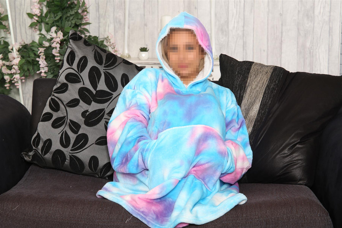 Unisex Men's Ladies Oversized Hoodie Printed Snuggle Super Soft Warm Blanket