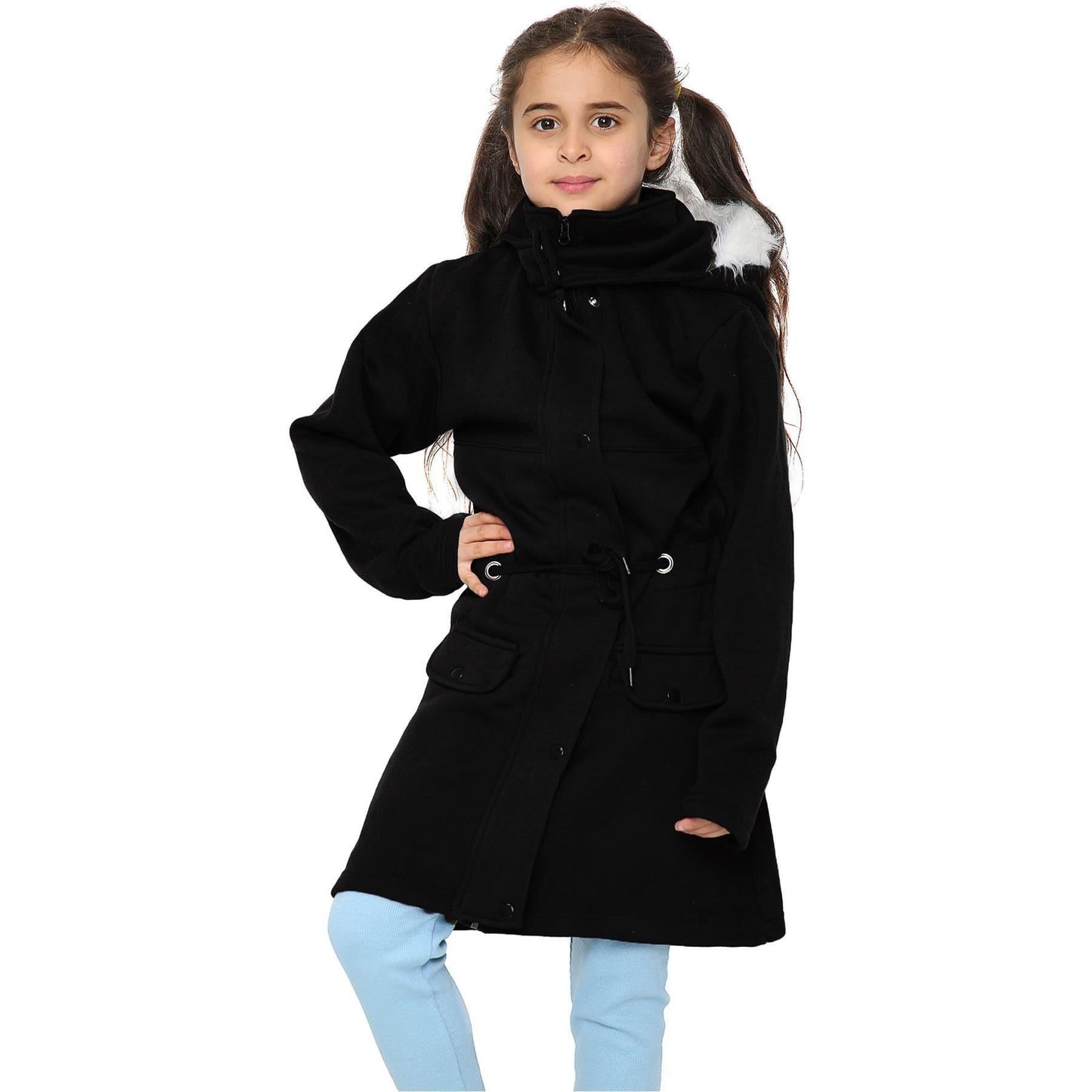Kids Girls Hooded Camo Parka Jacket Faux Fur Coat New Fashion Age 5-13 Years